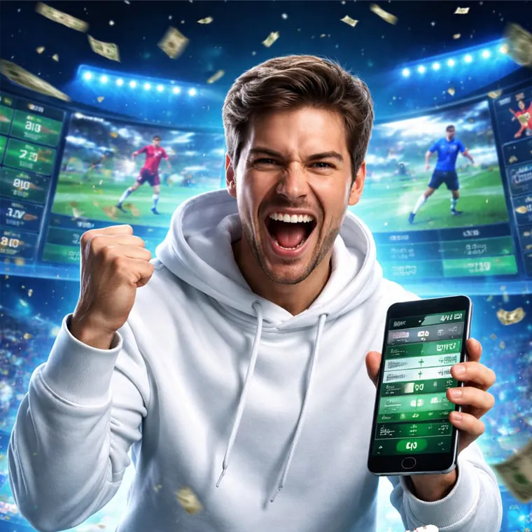 A person enjoying diverse casino games on a smartphone, with a sleek mobile interface and www.747.live branding, set against a dynamic background, emphasizing mobile accessibility in the Philippines.