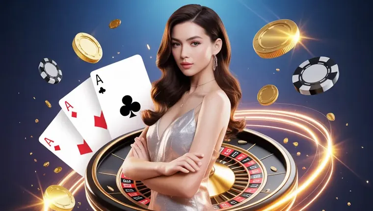 Advanced poker player analyzing opponent with poker chips